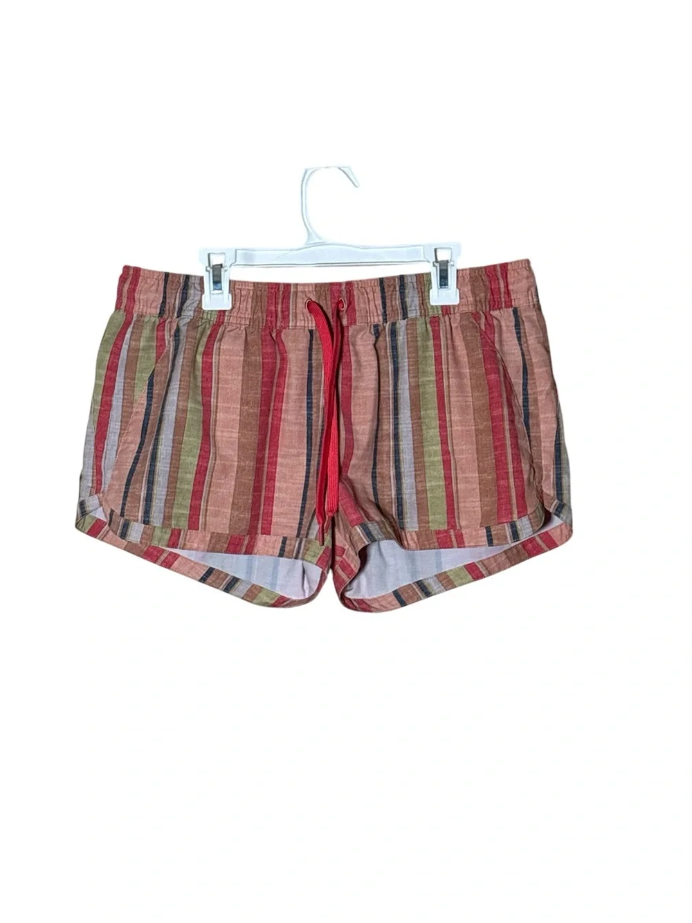 Prana Breathe Multicolor Striped Drawstring Women’s Shorts,Size S